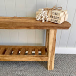 Rustic Teak Bench with Storage Shelf