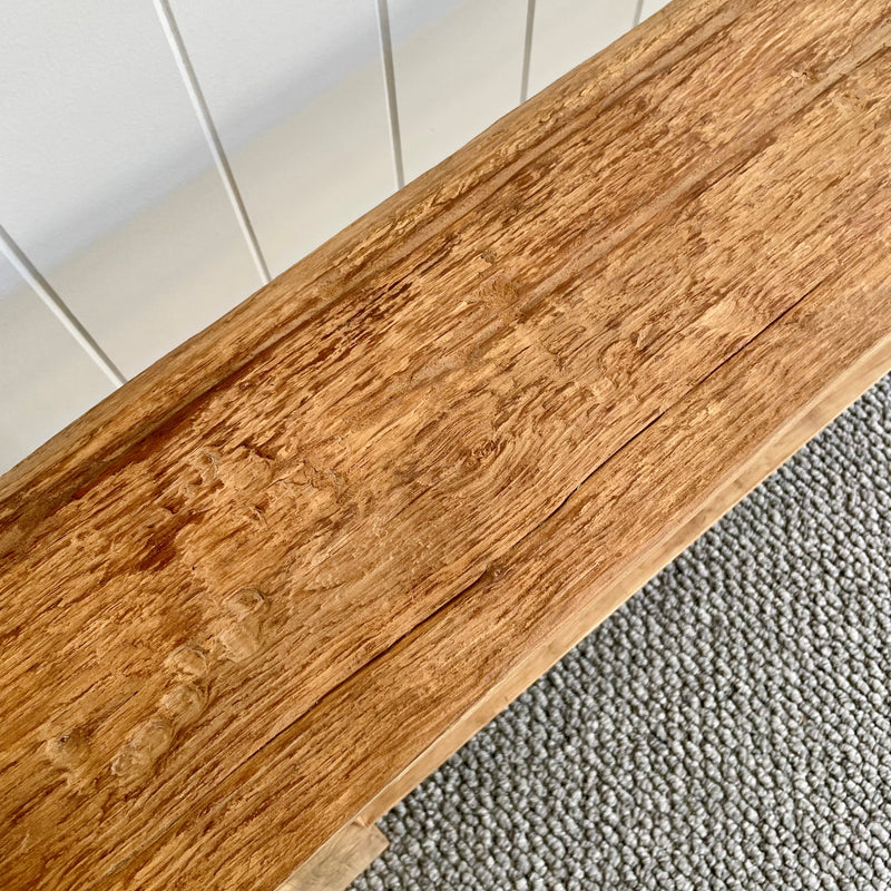 Rustic Teak Bench with Storage Shelf