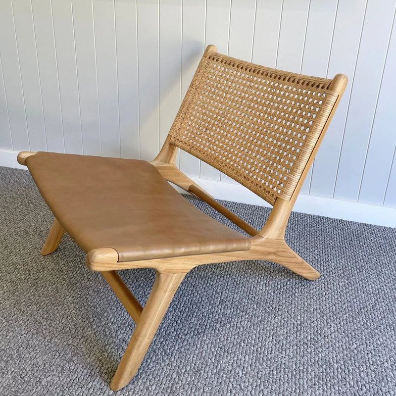 Harper Lounge Chair (Leather & Rattan)