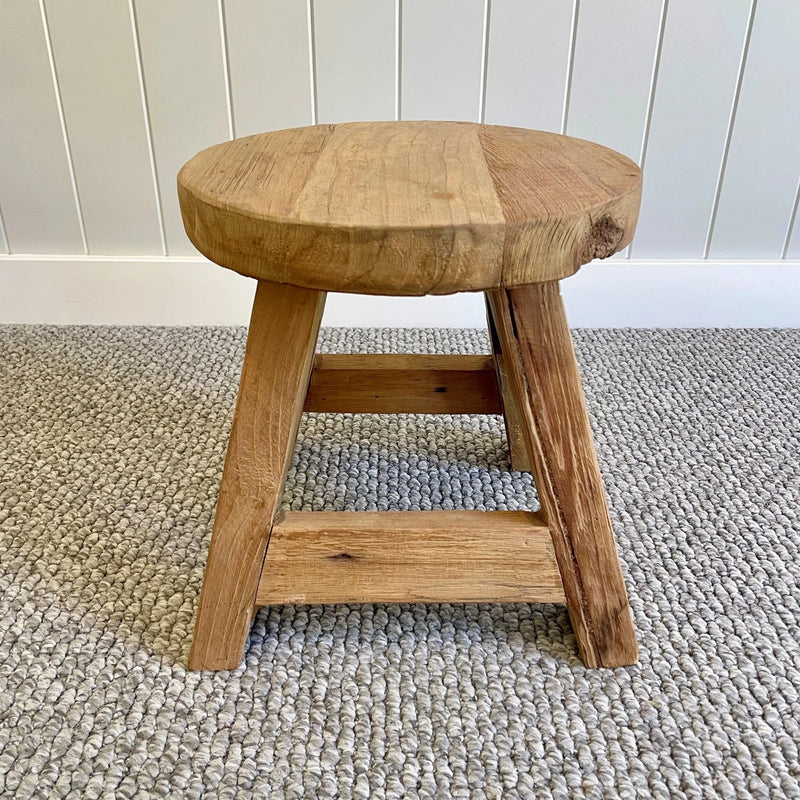 Mini Rustic Teak Stool