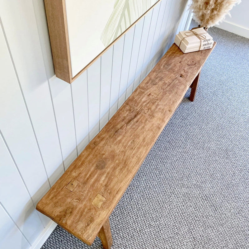 Rustic Teak Bench - 1.5m + Long